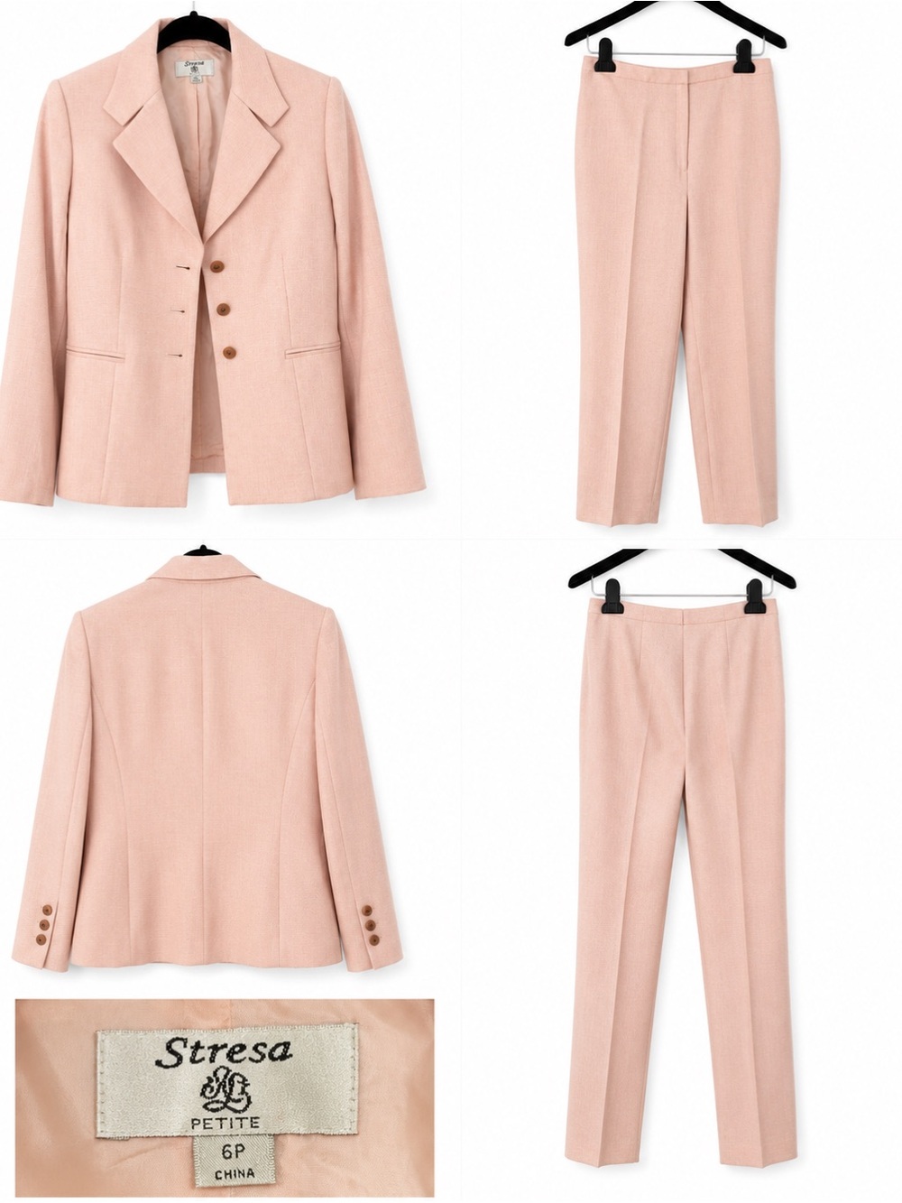 Stresa Petite Women's Blush Pink Tailored Suit Jacket & Pants